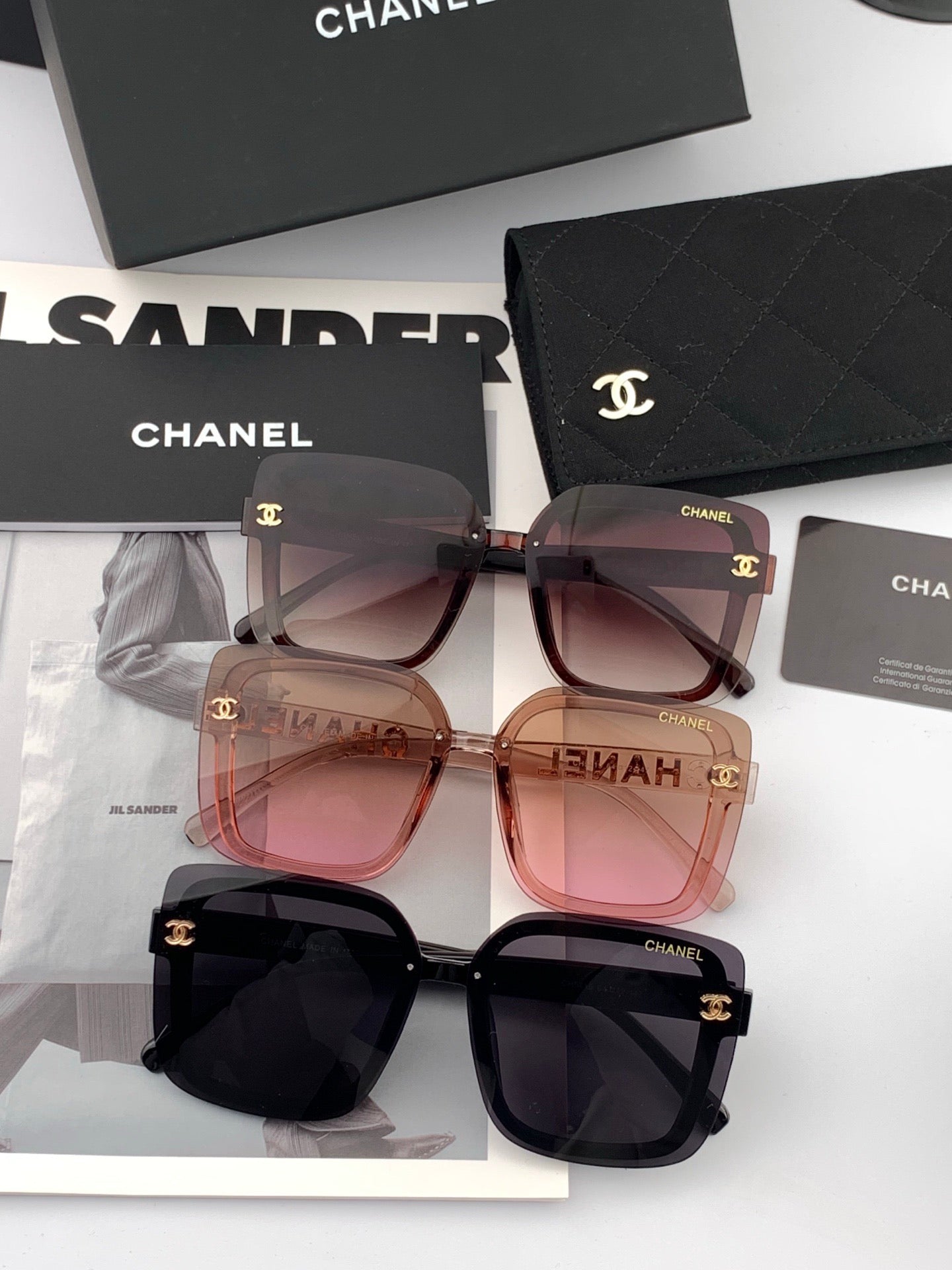 Chanel CH1954 Polarized Square Black Lens Sunglasses for Men & Women - 867053 - detail image 8