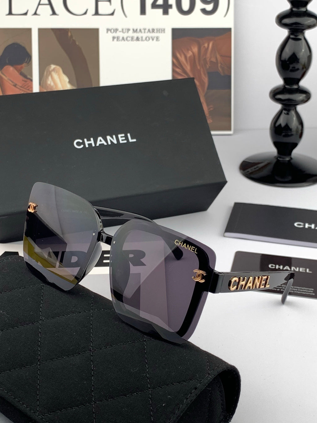 Chanel CH1954 Polarized Square Black Lens Sunglasses for Men & Women - 867053 - detail image 5