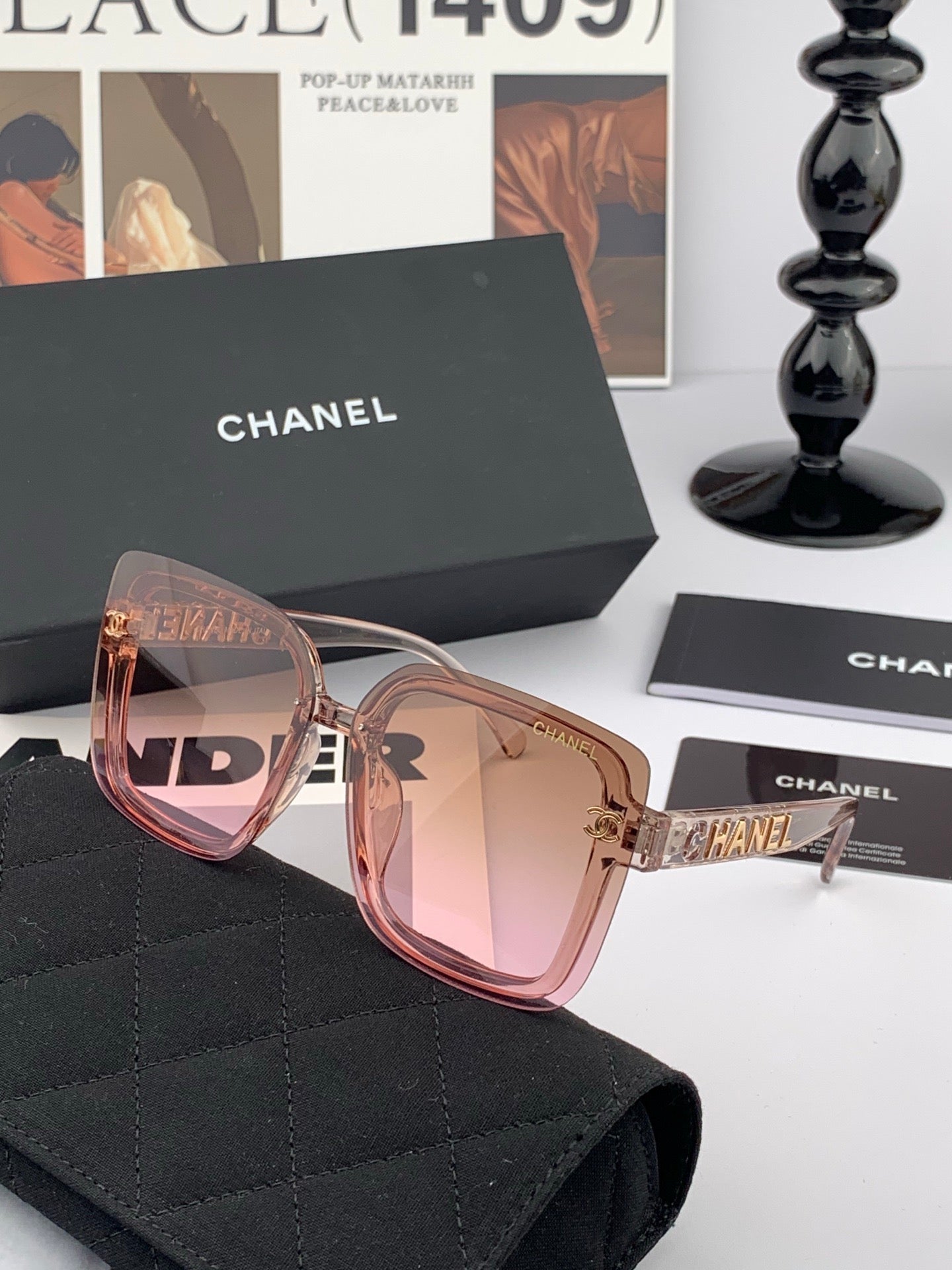 Chanel CH1954 Polarized Square Black Lens Sunglasses for Men & Women - 867053 - detail image 6