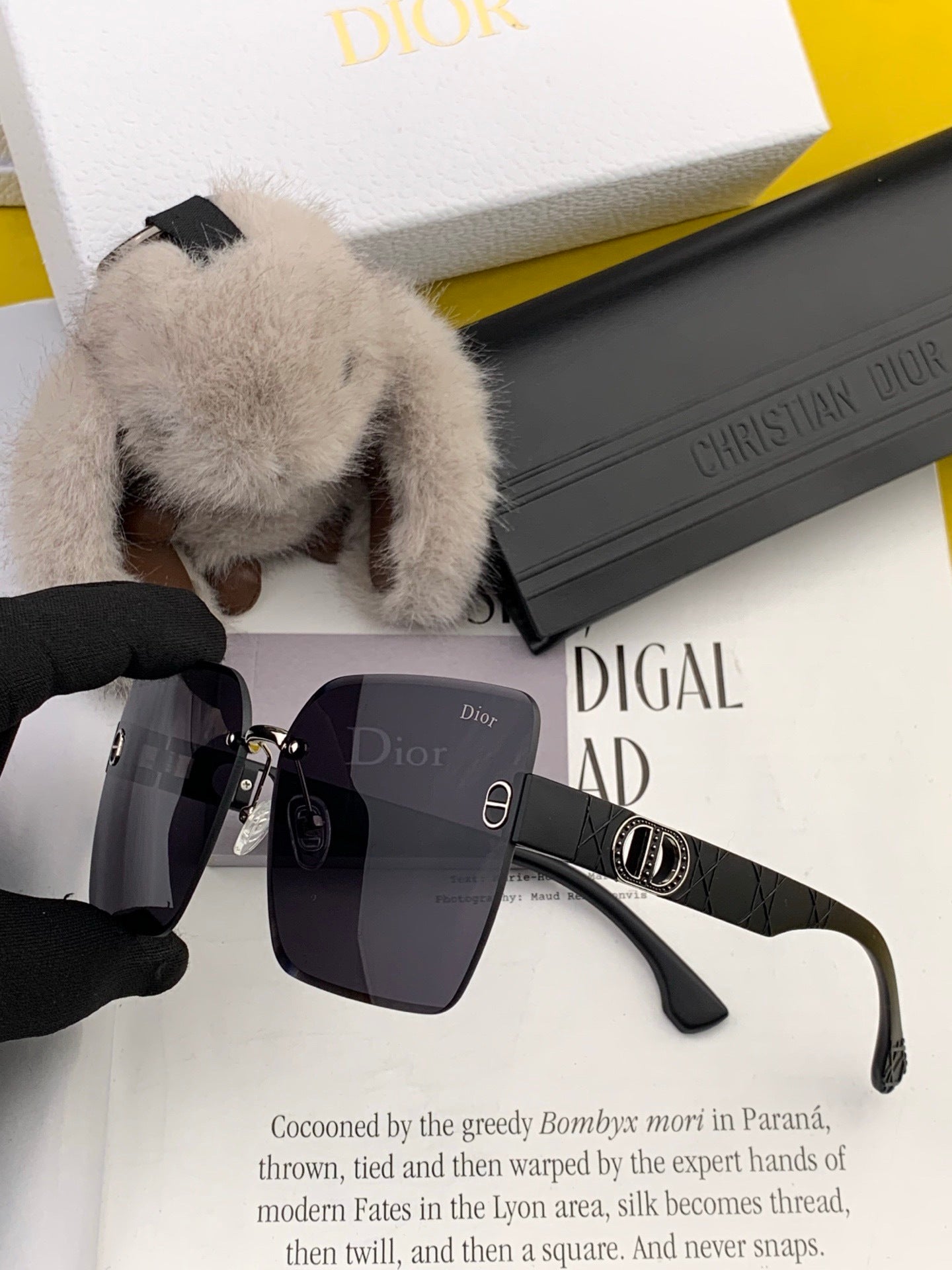 Dior D3550 Square Black Lens Sunglasses for Men & Women - 867136 - detail image 5