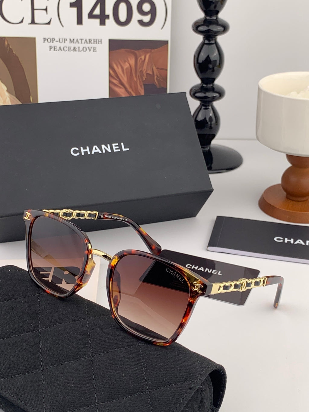 Chanel CH9076 Oversized Black Lens Sunglasses for Men & Women - detail image 5