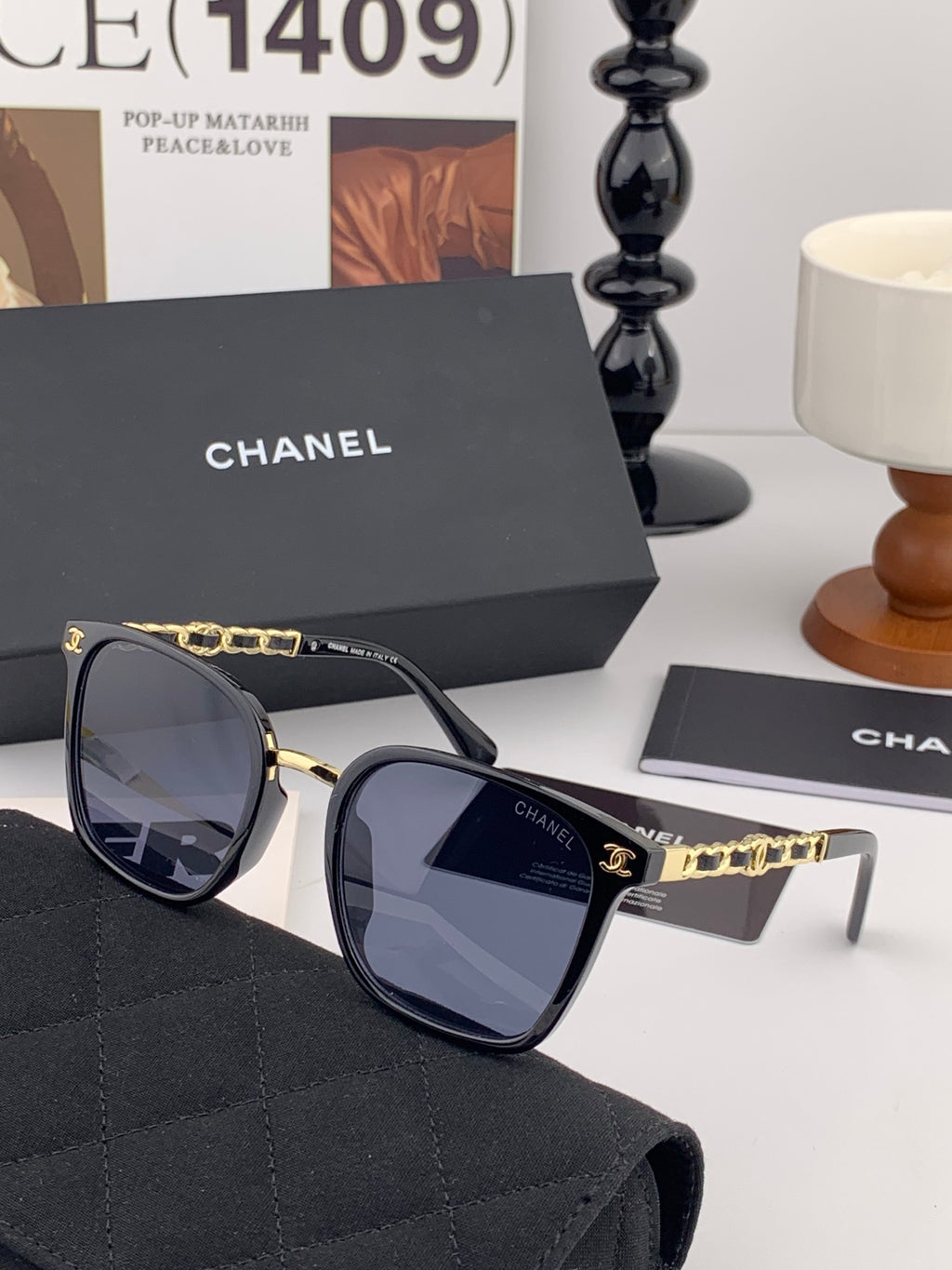 Chanel CH9076 Oversized Black Lens Sunglasses for Men & Women - detail image 4