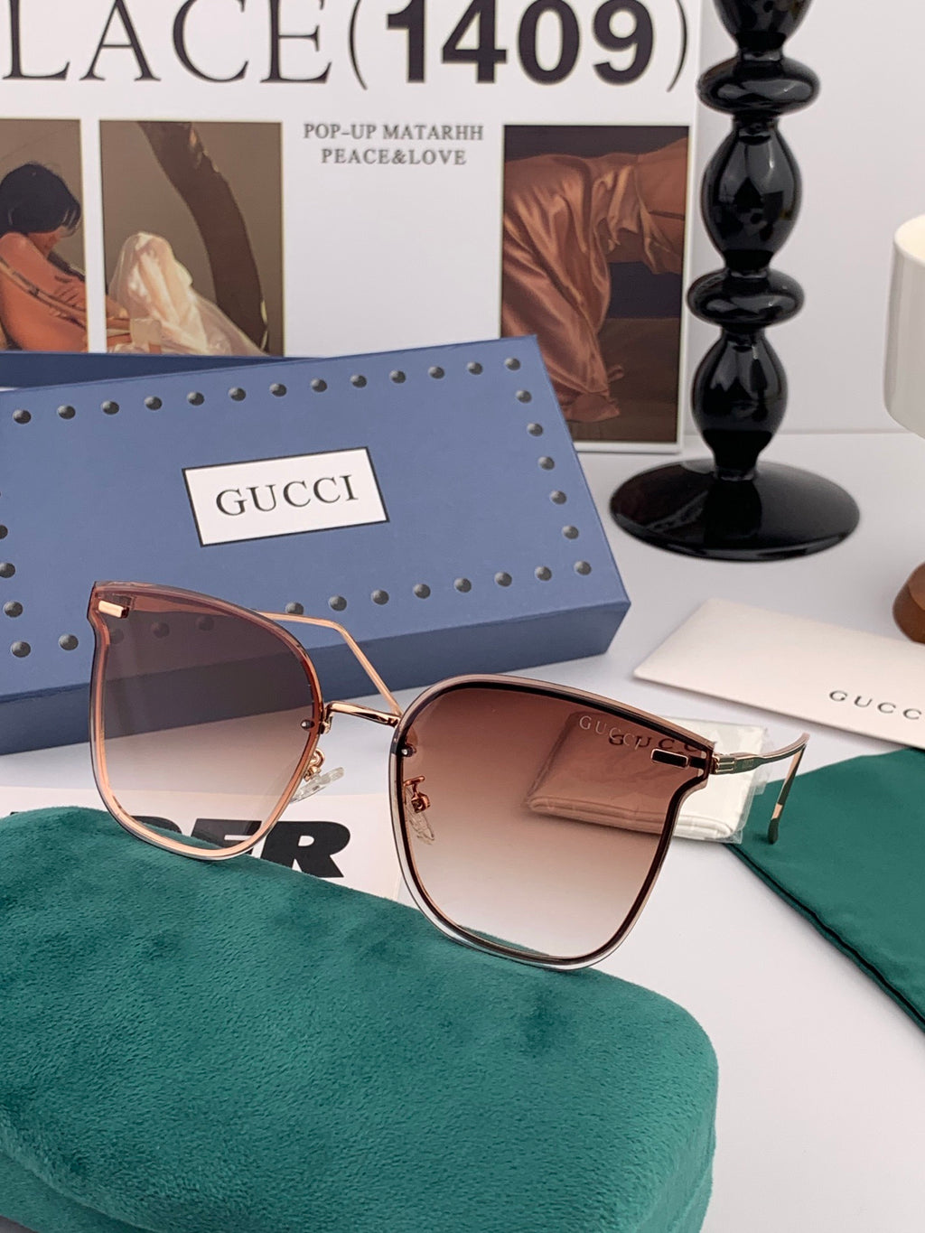 Gucci G4999 Square Red Lens Sunglasses for Men & Women