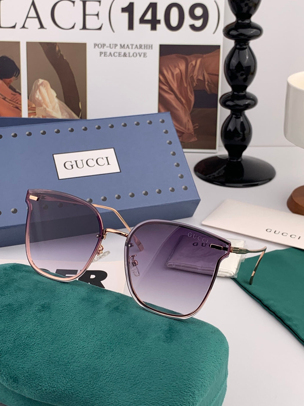 Gucci G4999 Square Red Lens Sunglasses for Men & Women - detail image 2