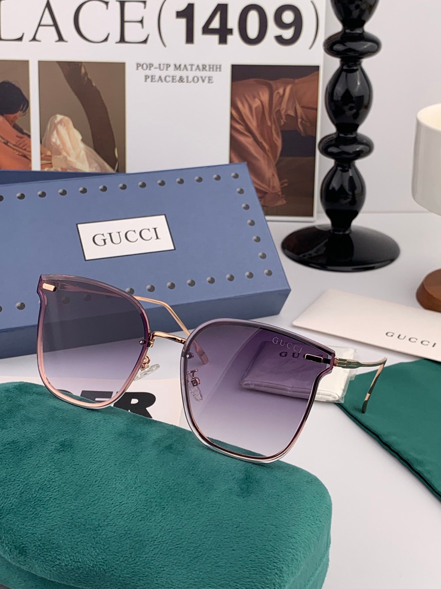 Gucci G4999 Square Red Lens Sunglasses for Men & Women - detail image 2