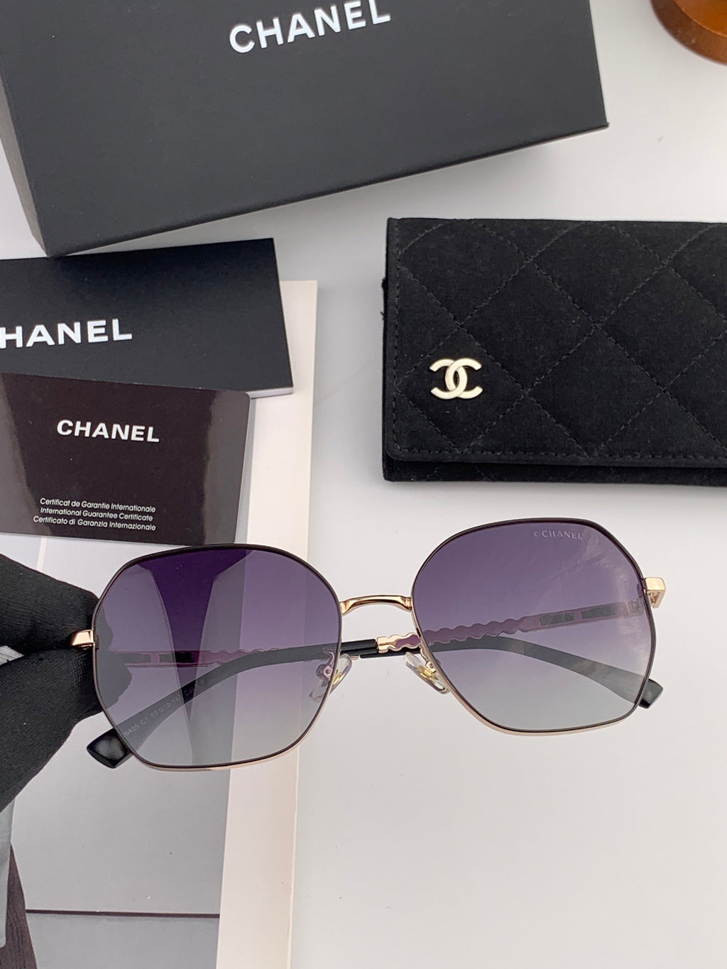 Chanel CH5640 Metal Square Black Lens Sunglasses for Men & Women