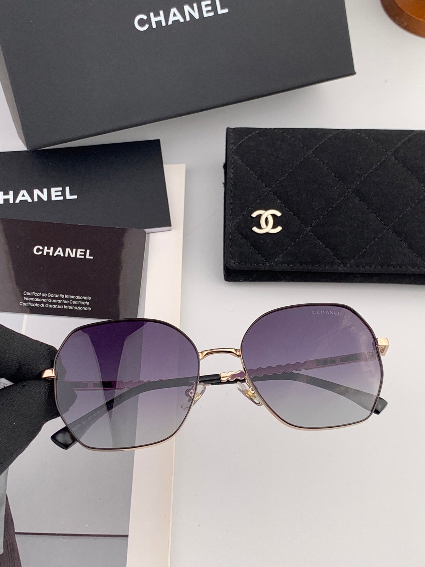 Chanel CH5640 Metal Square Black Lens Sunglasses for Men & Women