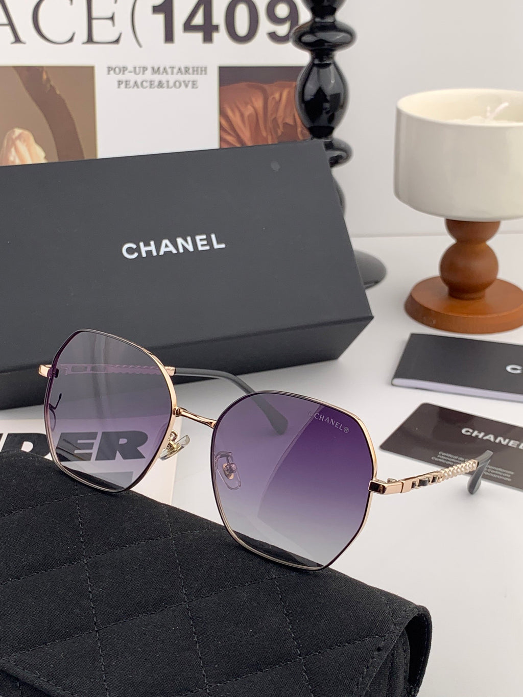 Chanel CH5640 Metal Square Black Lens Sunglasses for Men & Women - detail image 3