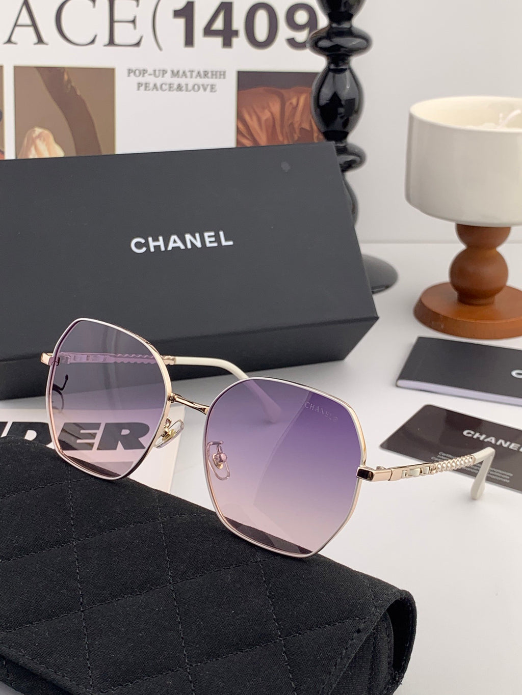 Chanel CH5640 Metal Square Black Lens Sunglasses for Men & Women - detail image 4