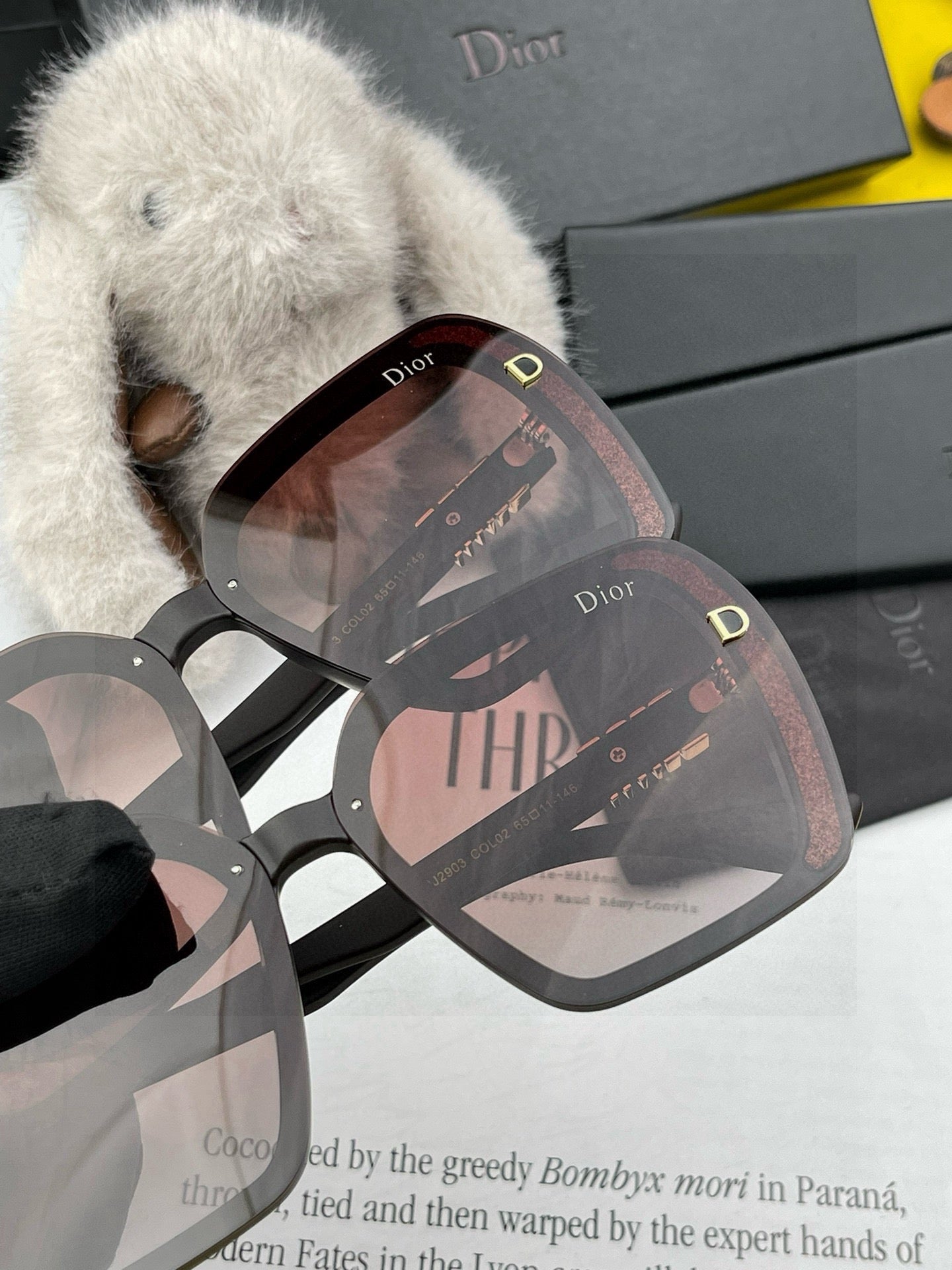 Dior CD3290 Polarized Square Black Lens Sunglasses for Women - 867132 - detail image 5