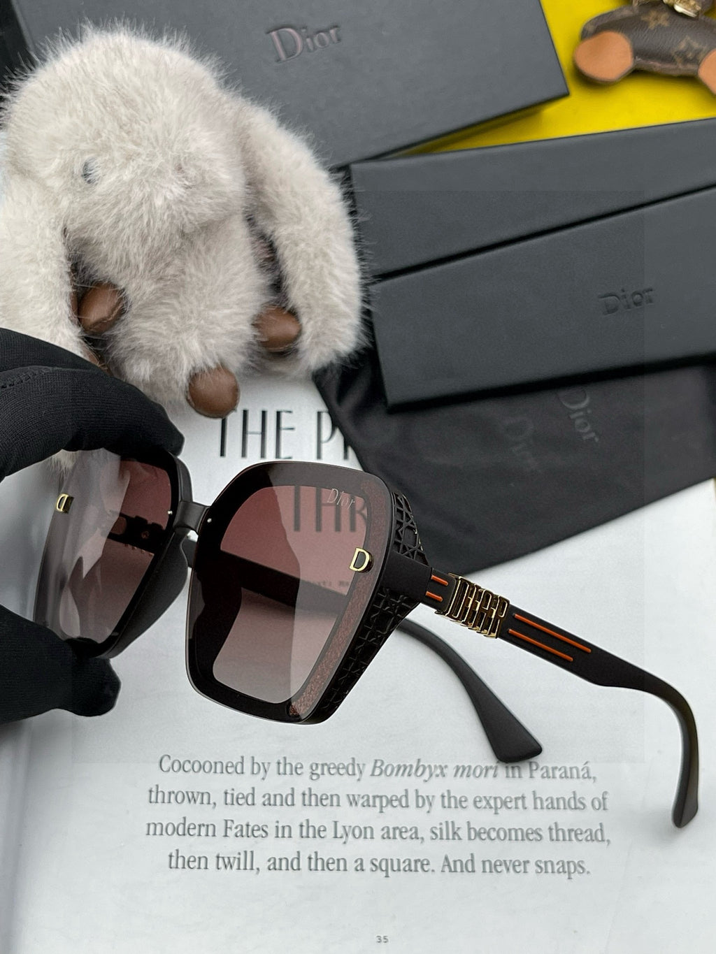Dior CD3290 Polarized Square Black Lens Sunglasses for Women - 867132 - detail image 3