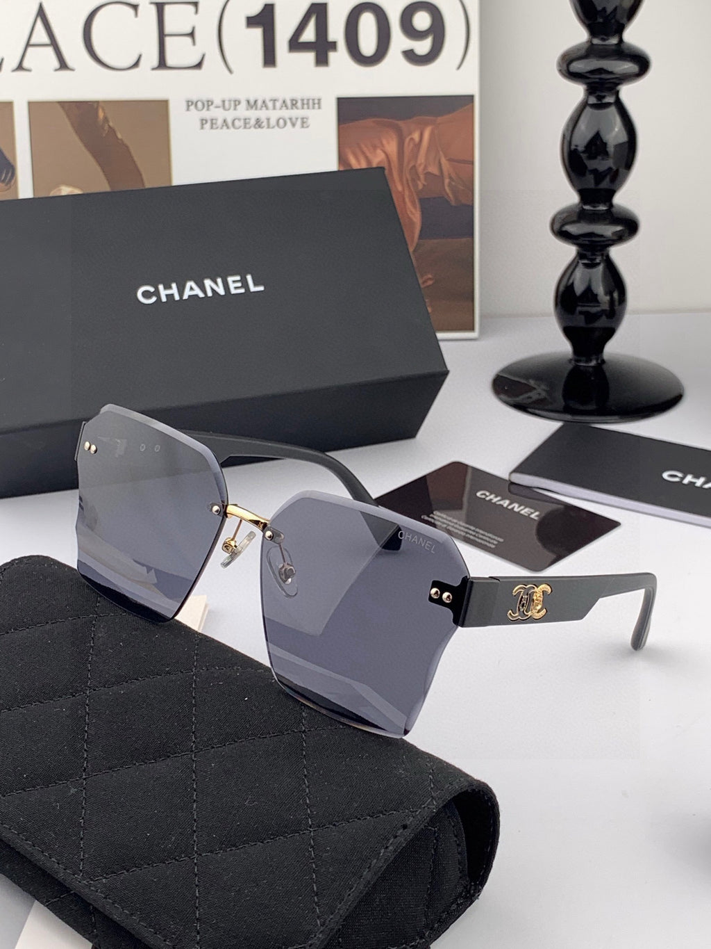 Chanel CH8851 Polarized Square Orange Lens Sunglasses for Women - detail image 3