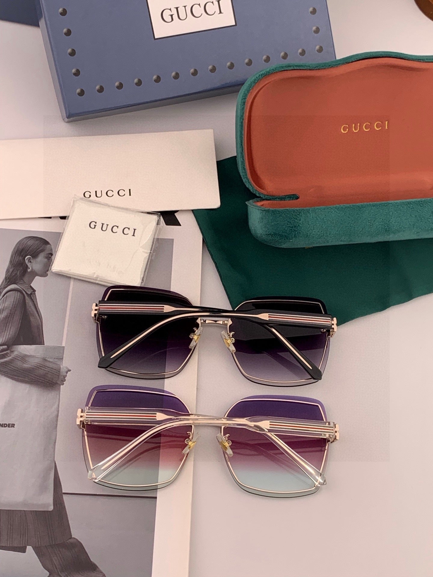 Gucci G0421 Metal Fashion Black Lens Sunglasses for Men & Women - detail image 7