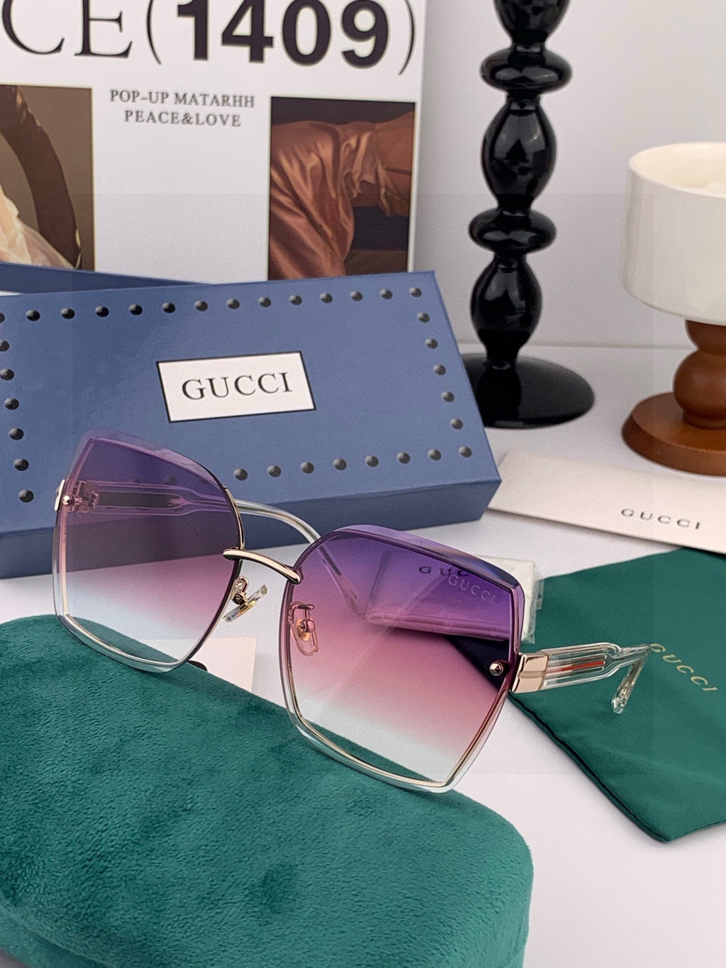 Gucci G0421 Metal Fashion Black Lens Sunglasses for Men & Women - detail image 4