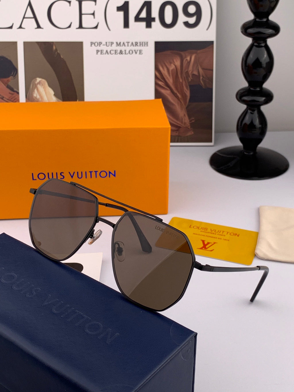Louis Vuitton L08902 Polarized Aviator Pink Lens Sunglasses for Men - detail image 5