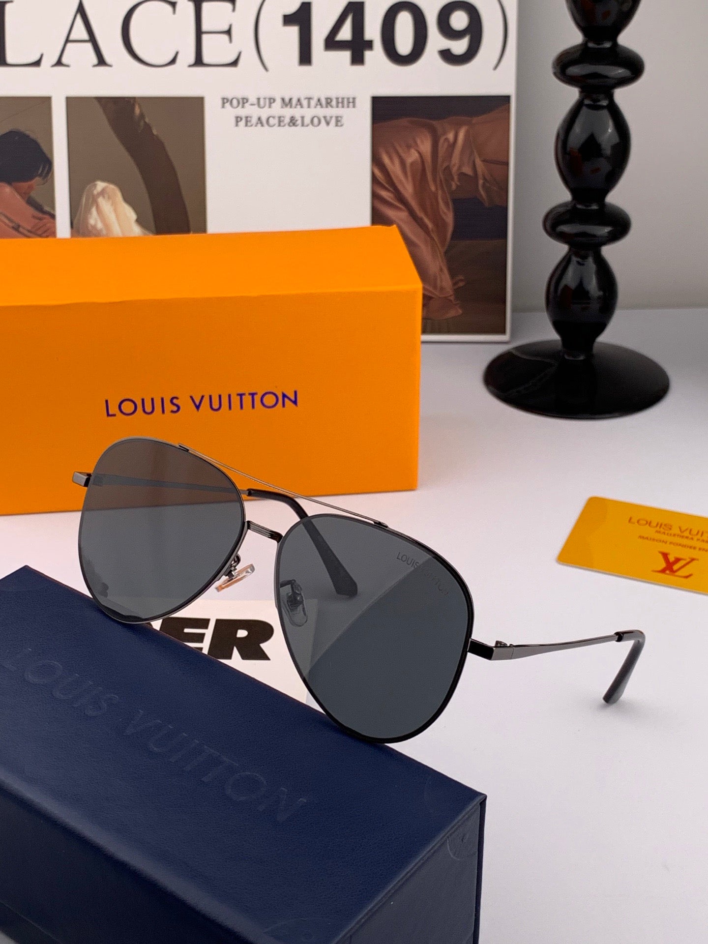 Louis Vuitton L58901 Polarized Aviator Black Lens Sunglasses for Men - 866907 - detail image 2