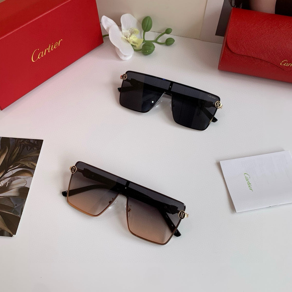 Cartier Square Red Lens Sunglasses for Men & Women - 432365 - detail image 4