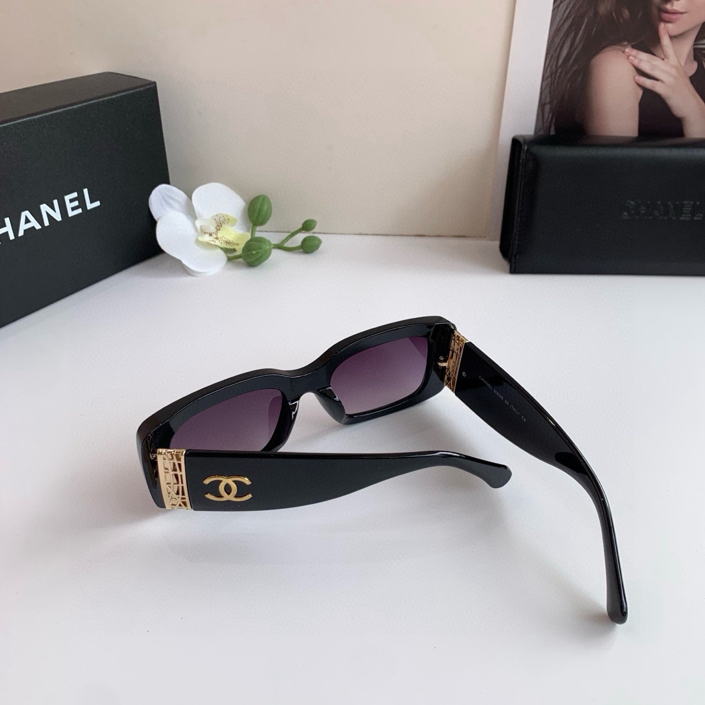Chanel Square Black Lens Sunglasses for Men & Women - 997890 - detail image 2