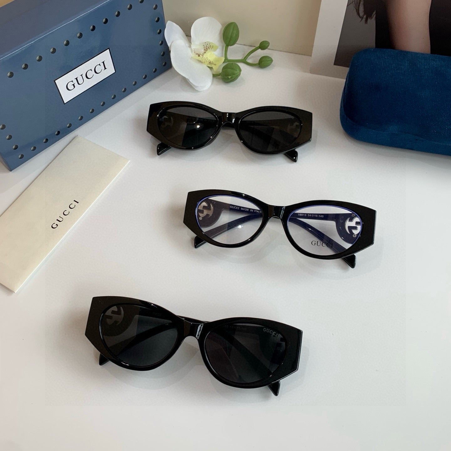 Gucci Square Black Lens Sunglasses for Men & Women - 997530