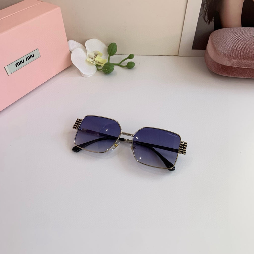 Miu Miu Metal Square Blue Lens Sunglasses for Men & Women - 358685
