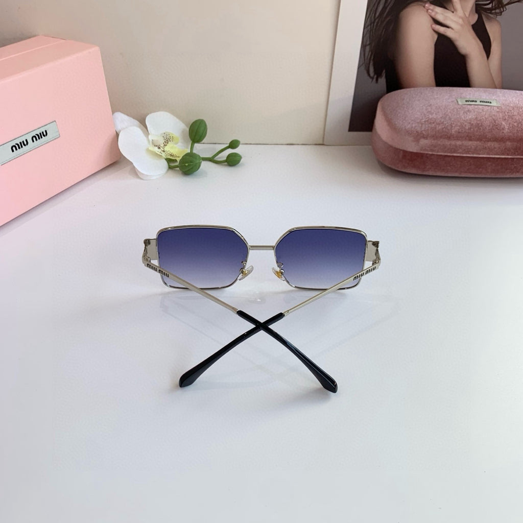 Miu Miu Metal Square Blue Lens Sunglasses for Men & Women - 998410 - detail image 4