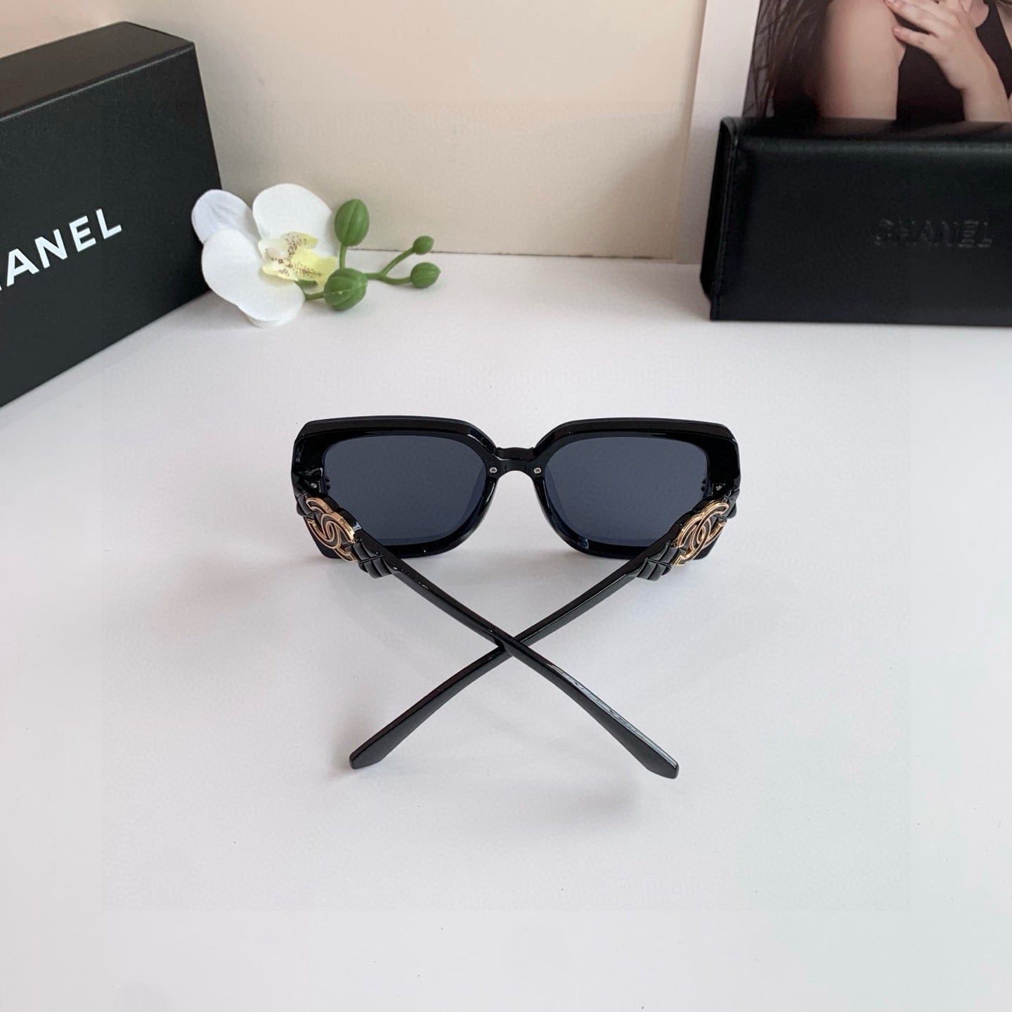 Chanel Metal Square Black Lens Sunglasses for Men & Women - 934420 - detail image 2