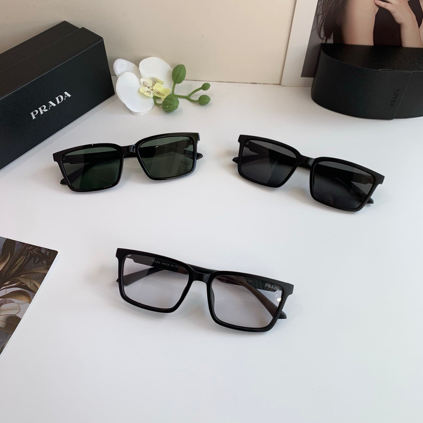 Prada Square Black Lens Sunglasses for Men & Women - 449334 - detail image 4