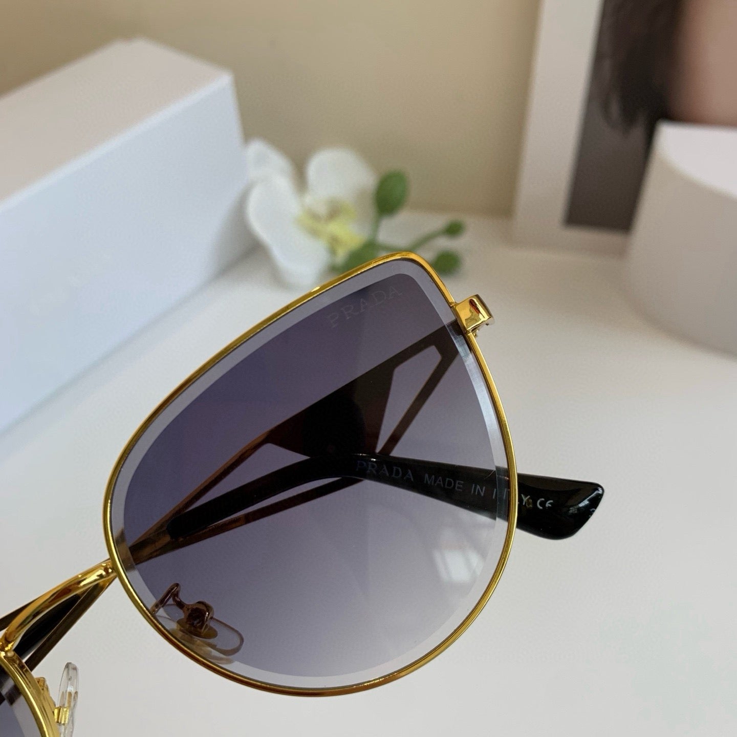 Prada Metal Square Silver Lens Sunglasses for Men & Women - 465662