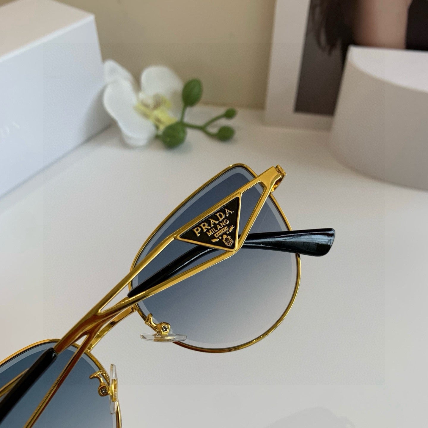 Prada Metal Square Silver Lens Sunglasses for Men & Women - 465663