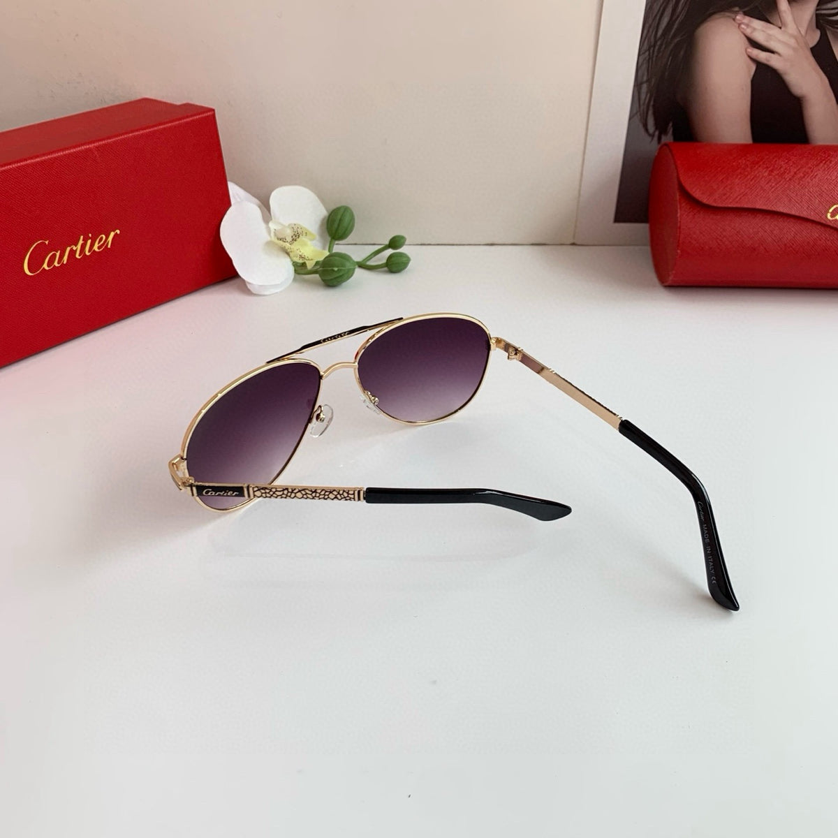 Cartier Aviator Purple Lens Sunglasses for Men & Women - detail image 5