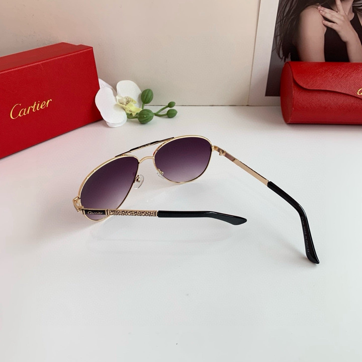 Cartier Aviator Purple Lens Sunglasses for Men & Women - 132527 - detail image 5