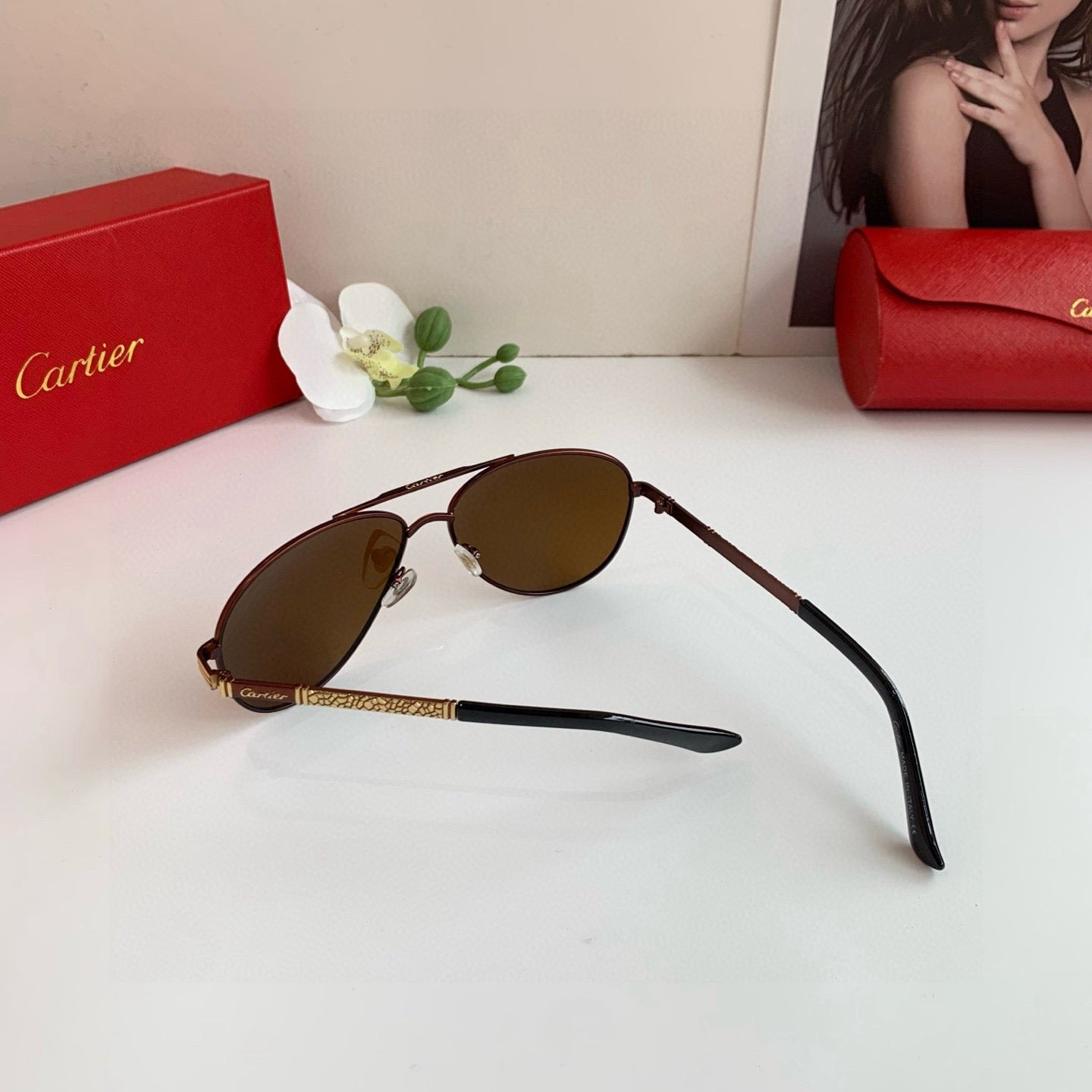 Cartier Aviator Black Lens Sunglasses for Men & Women - detail image 4