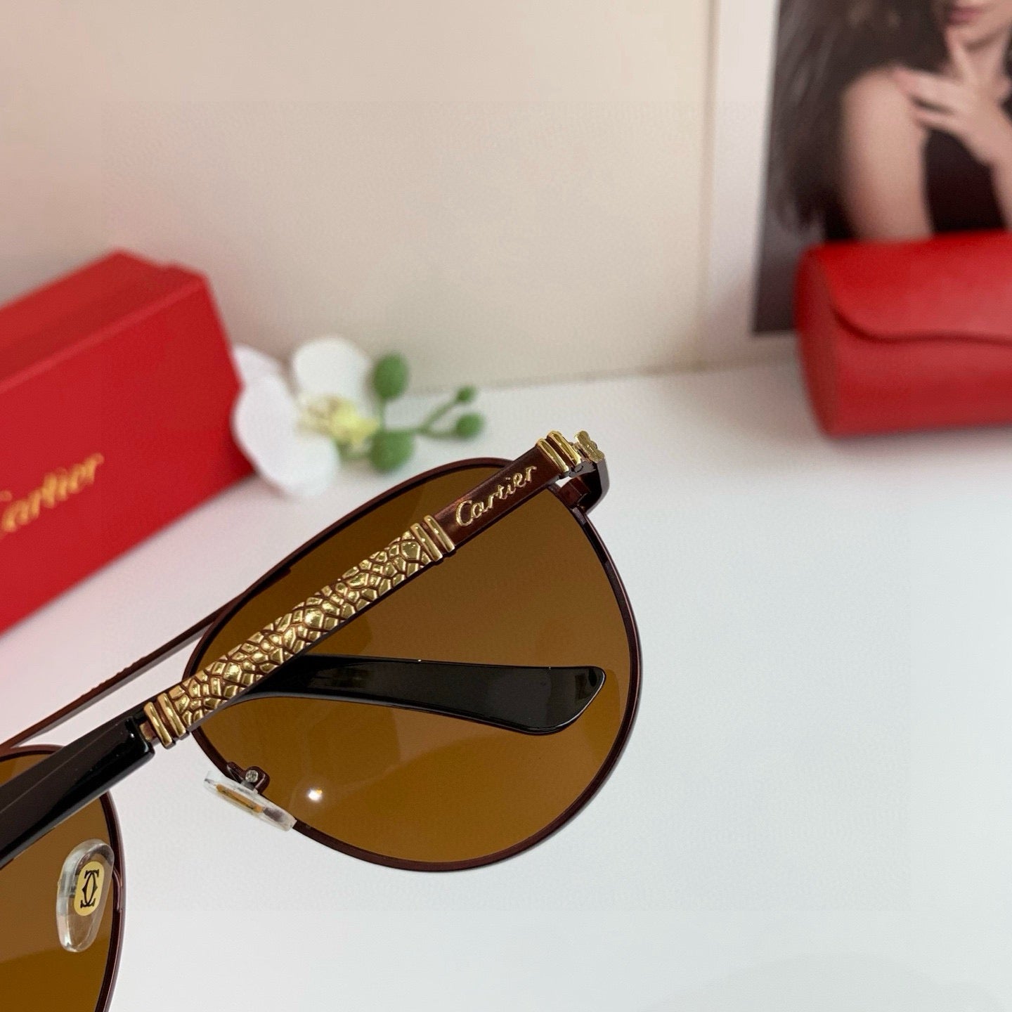 Cartier Aviator Black Lens Sunglasses for Men & Women - detail image 3