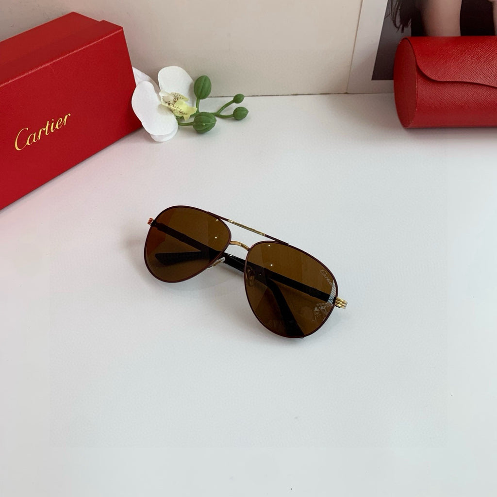 Cartier Aviator Black Lens Sunglasses for Men & Women - 372197