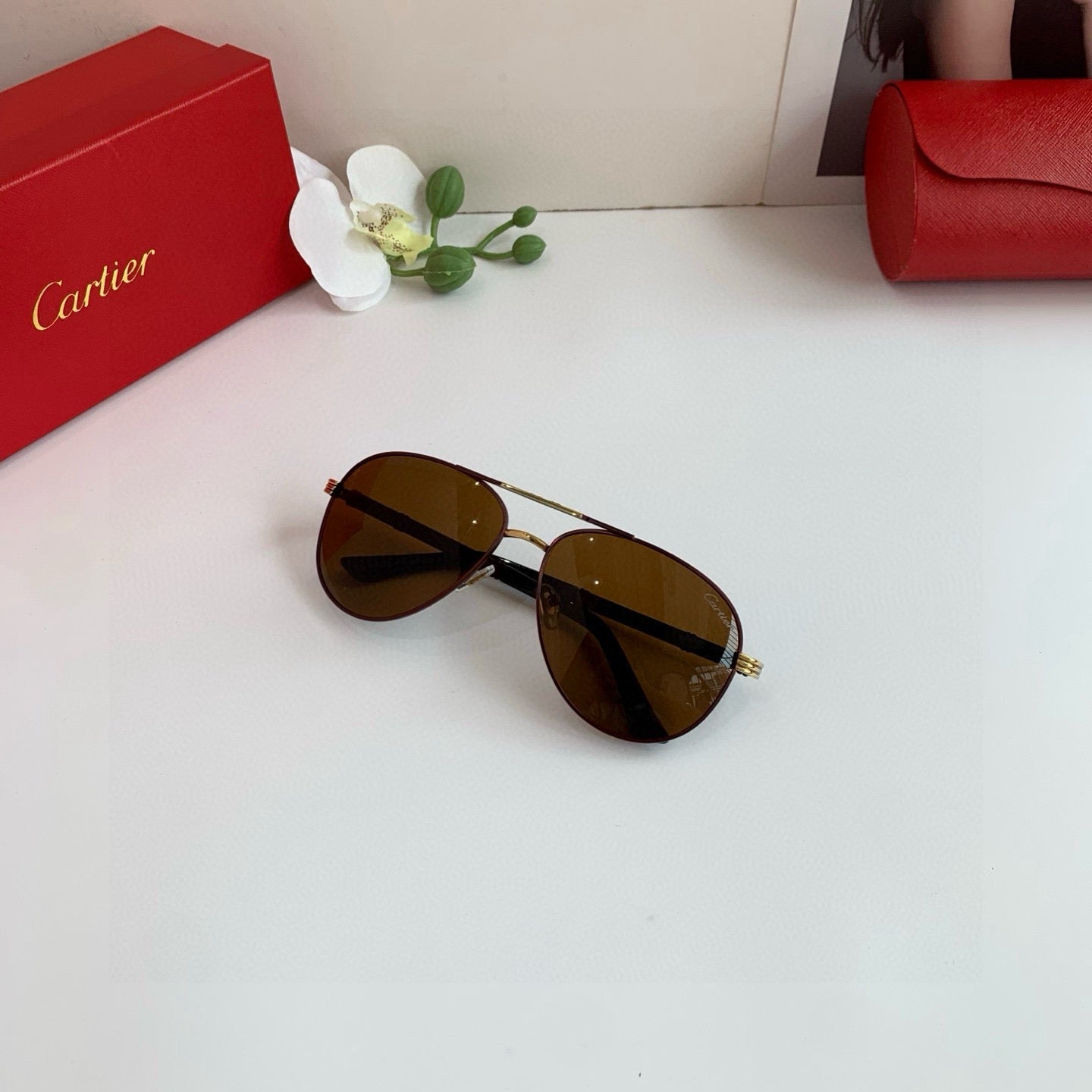 Cartier Aviator Black Lens Sunglasses for Men & Women - 372197