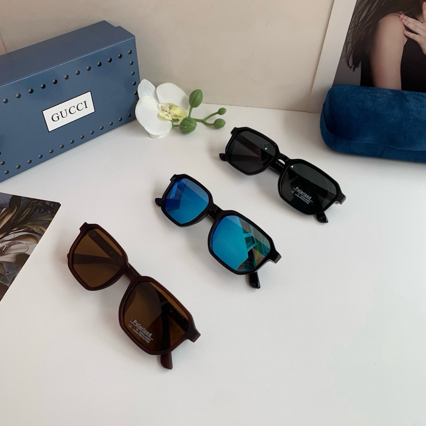 Gucci Square Blue Lens Sunglasses for Men & Women - 132215 - detail image 4