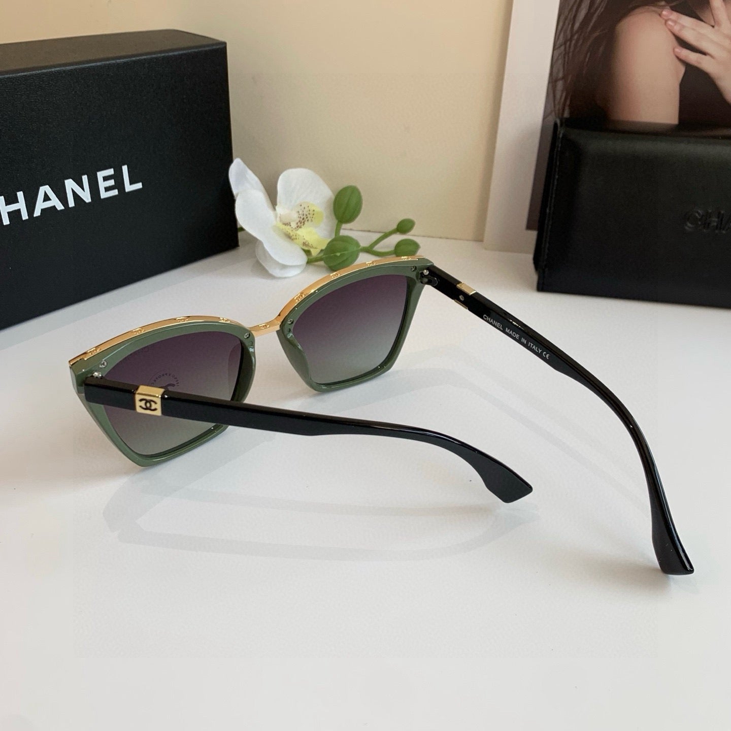 Chanel Cat-Eye Black Lens Sunglasses for Men & Women - 132377 - detail image 2
