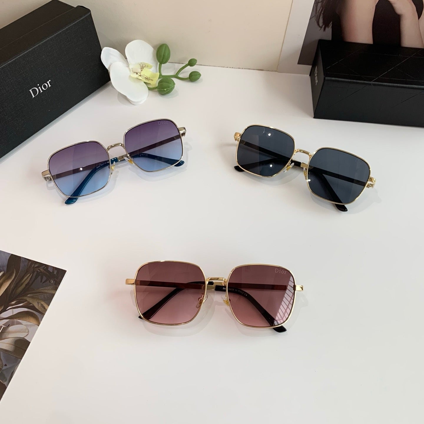 Dior Polarized Metal Square Silver Lens Sunglasses for Men & Women - 465285 - detail image 5