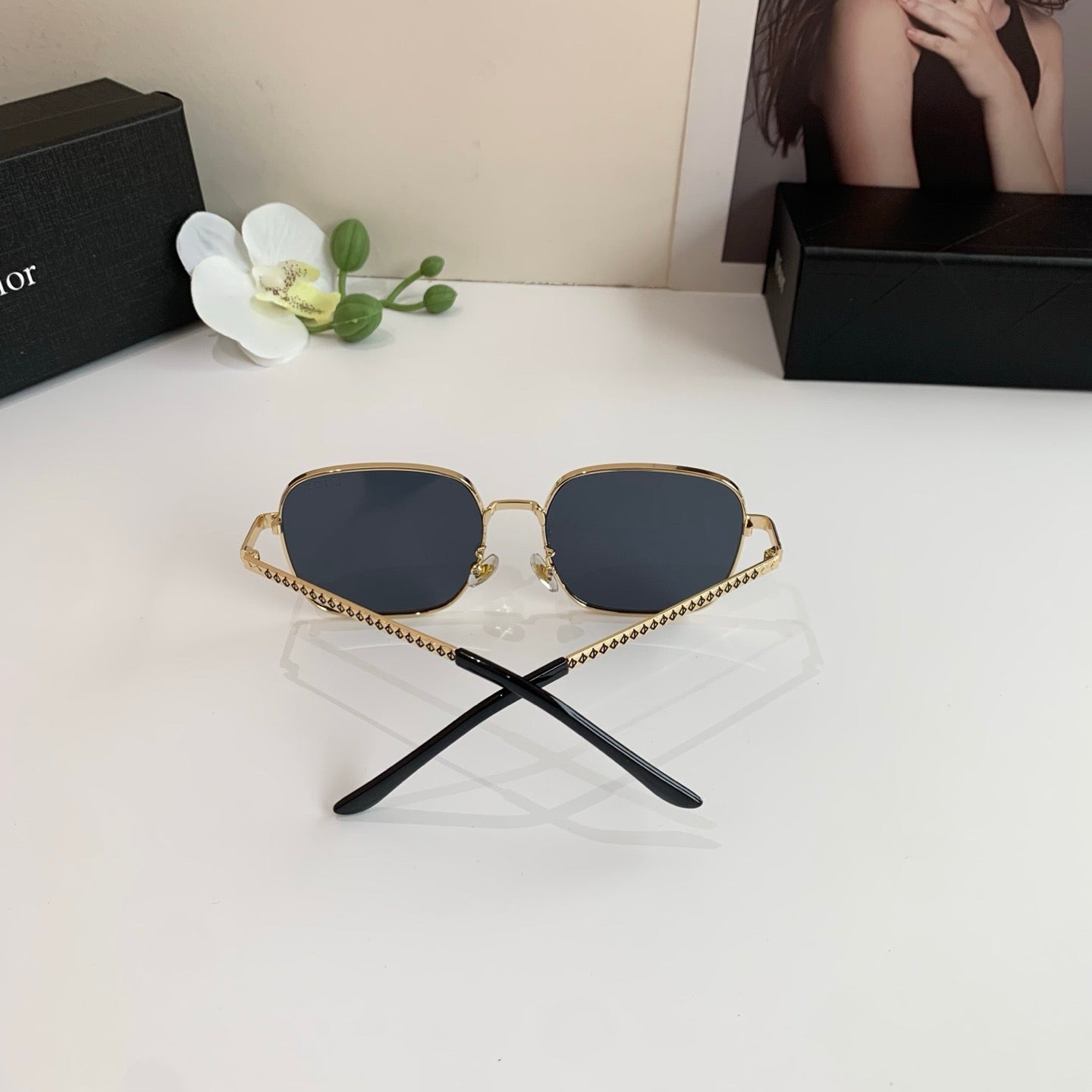 Dior Polarized Metal Square Silver Lens Sunglasses for Men & Women - 382428 - detail image 3