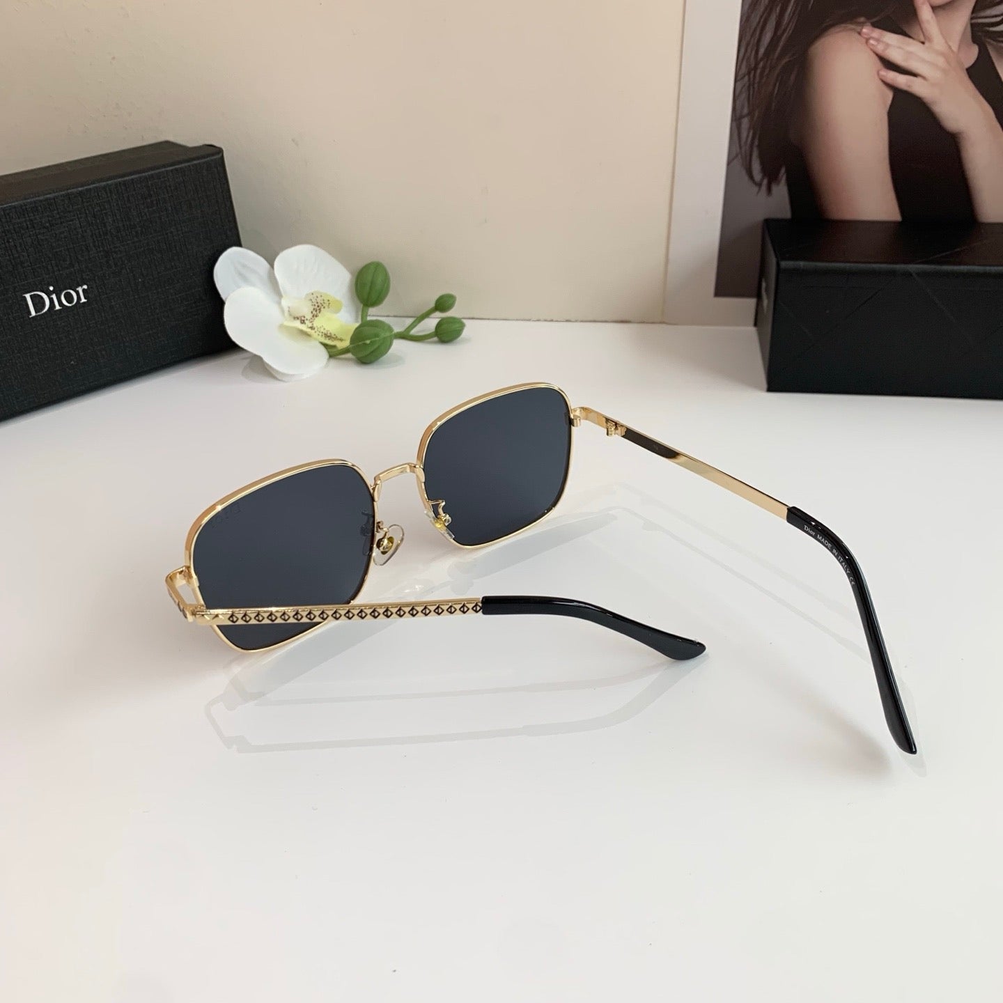 Dior Polarized Metal Square Silver Lens Sunglasses for Men & Women - 382428 - detail image 4