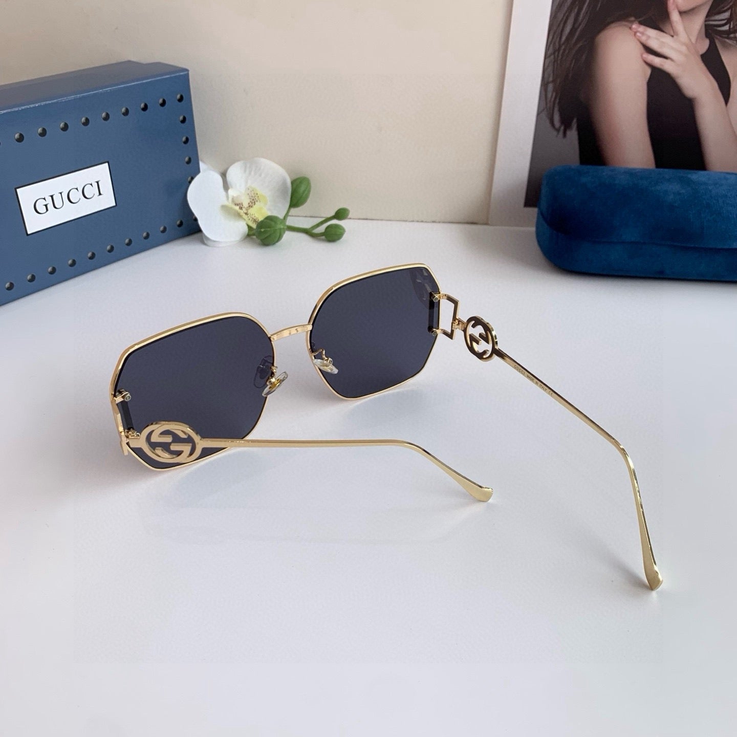 Gucci Metal Square Black Lens Sunglasses for Men & Women - 398288 - detail image 2
