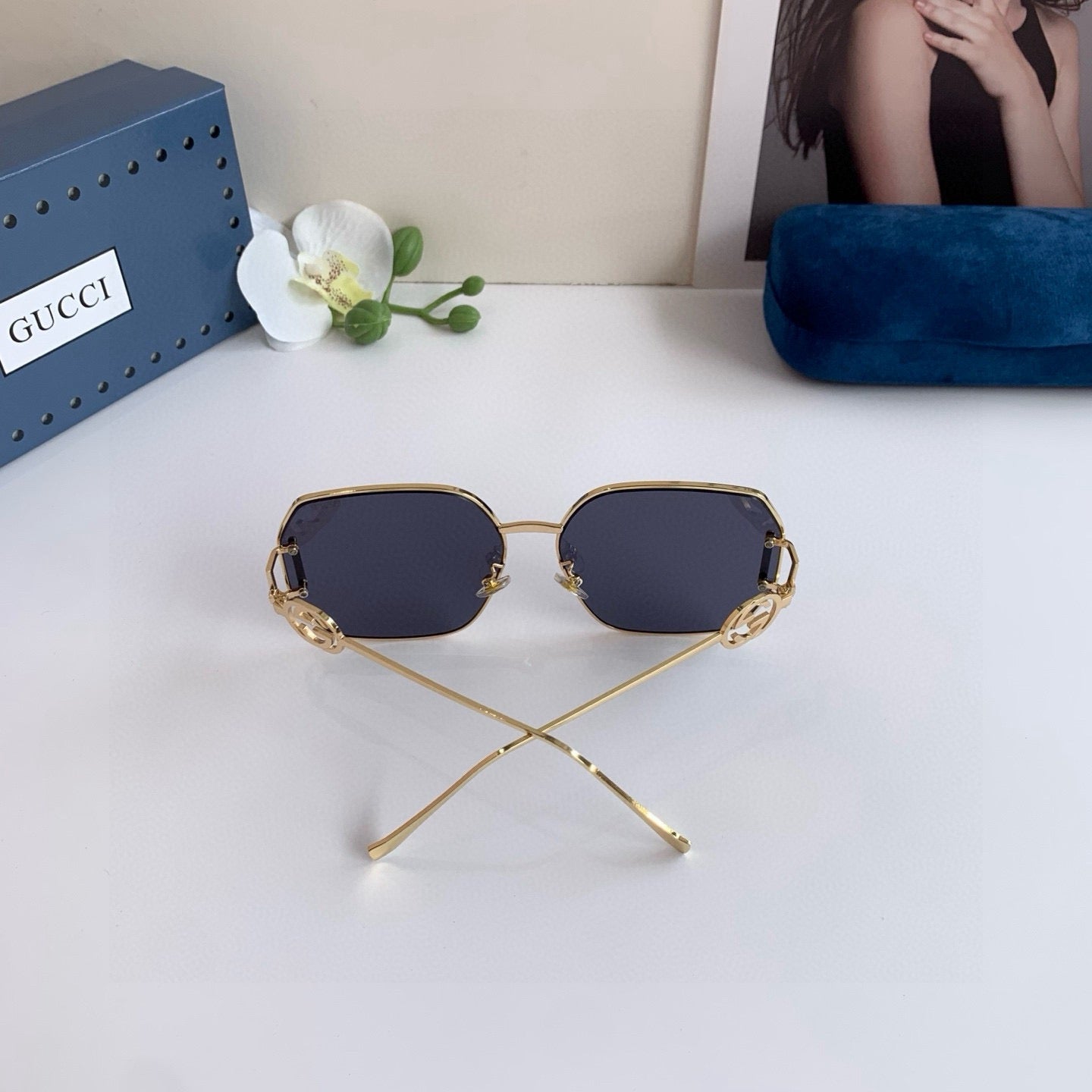 Gucci Metal Square Black Lens Sunglasses for Men & Women - 398288 - detail image 3