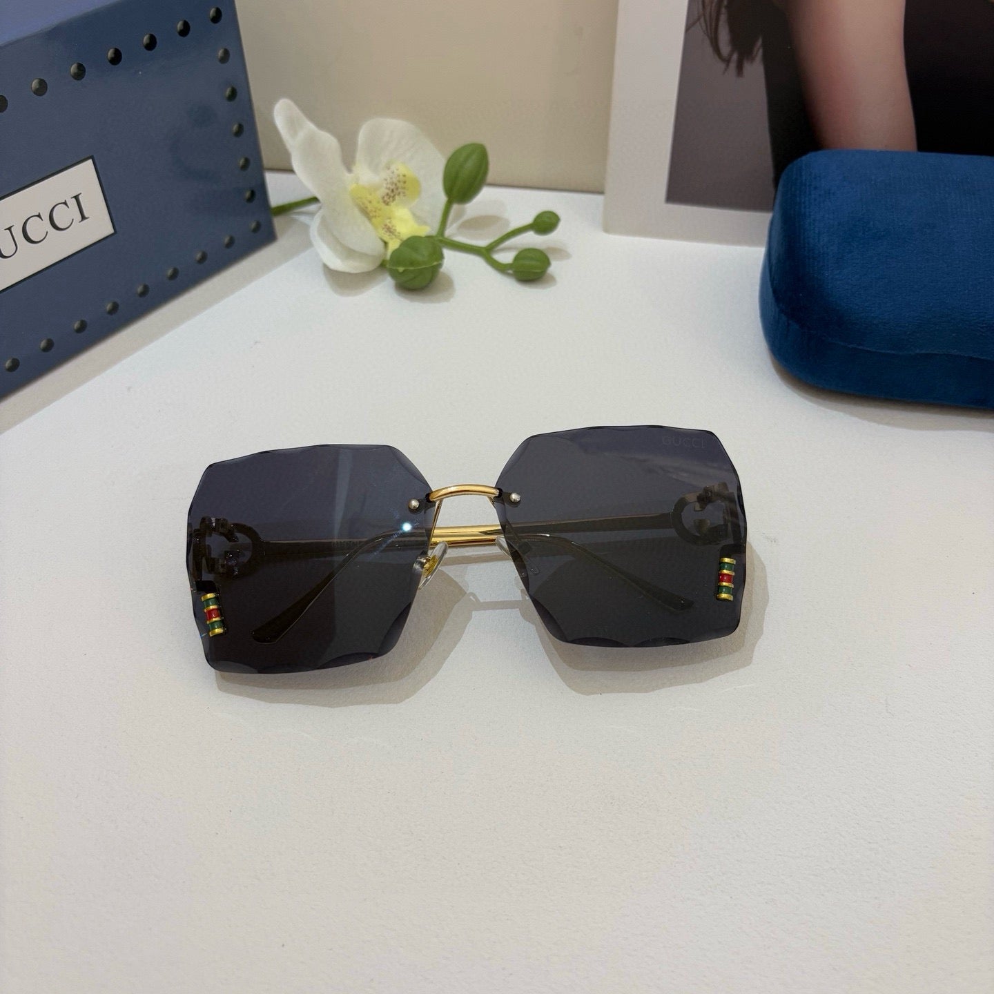 Gucci Polarized Square Black Lens Sunglasses for Men & Women - 486432