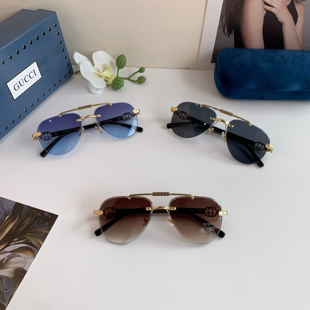 Gucci Metal Aviator Blue Lens Sunglasses for Men & Women - 486434 - detail image 5