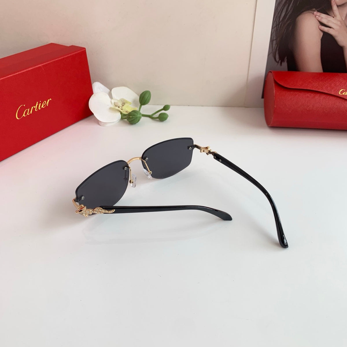 Cartier Square Black Lens Sunglasses for Men & Women - 415944 - detail image 7