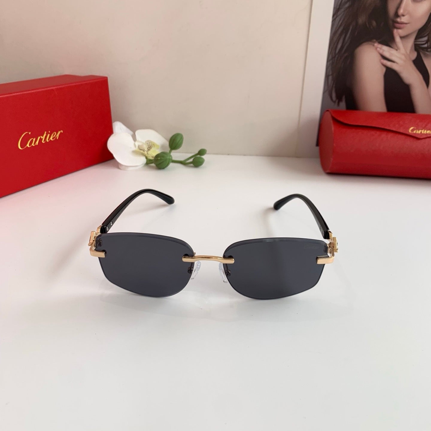 Cartier Square Black Lens Sunglasses for Men & Women - 415944 - detail image 5