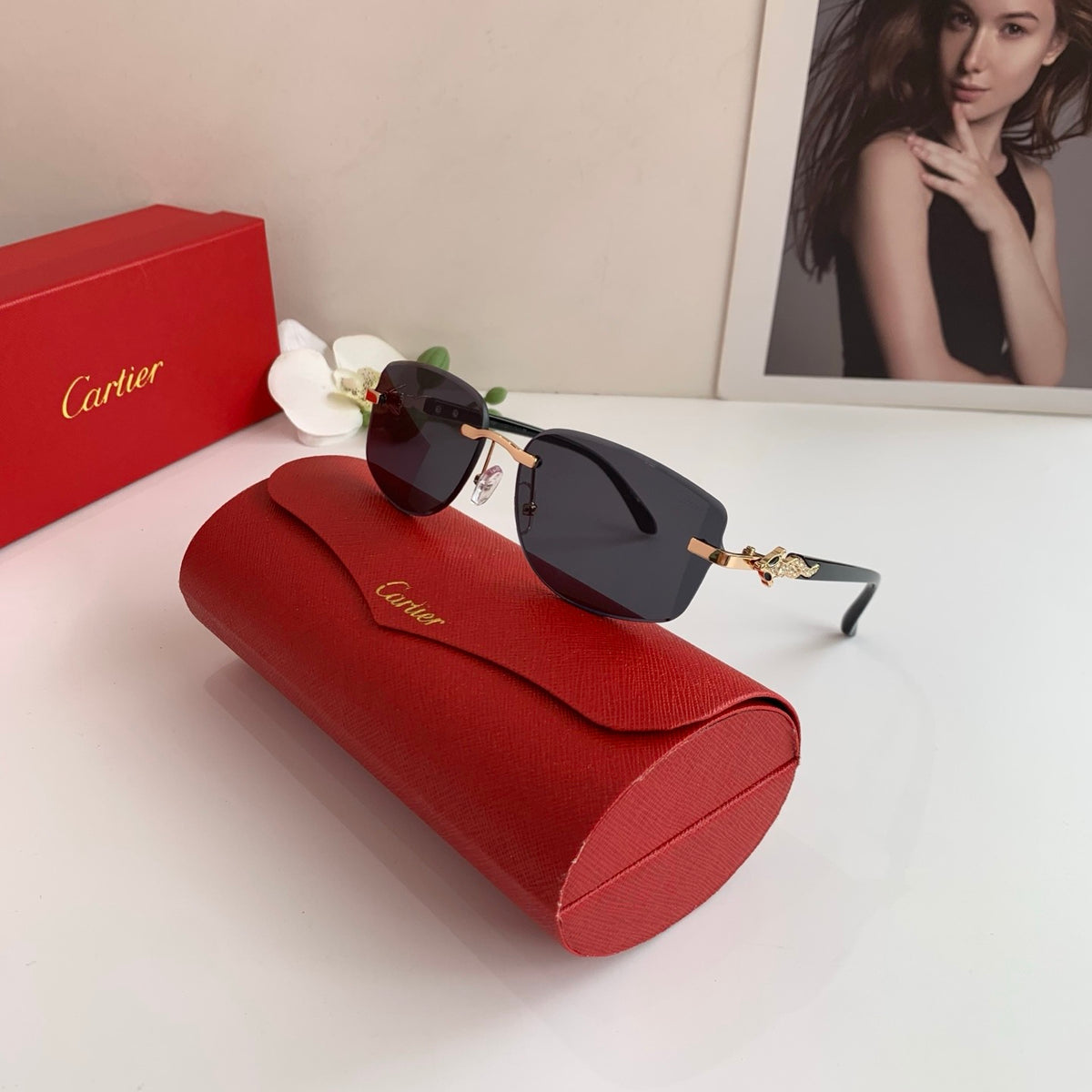 Cartier Square Black Lens Sunglasses for Men & Women - 415944 - detail image 4
