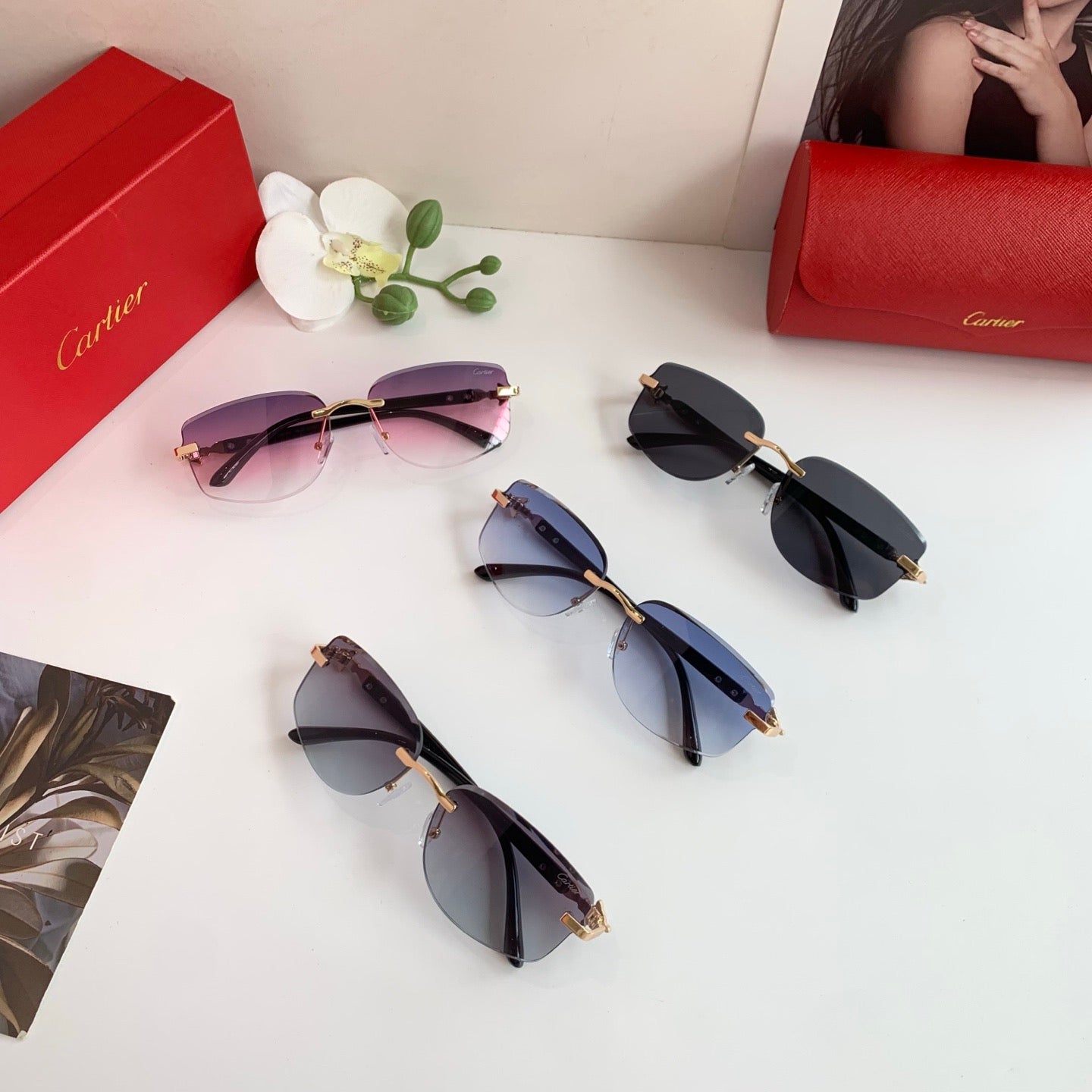Cartier Square Black Lens Sunglasses for Men & Women - detail image 9