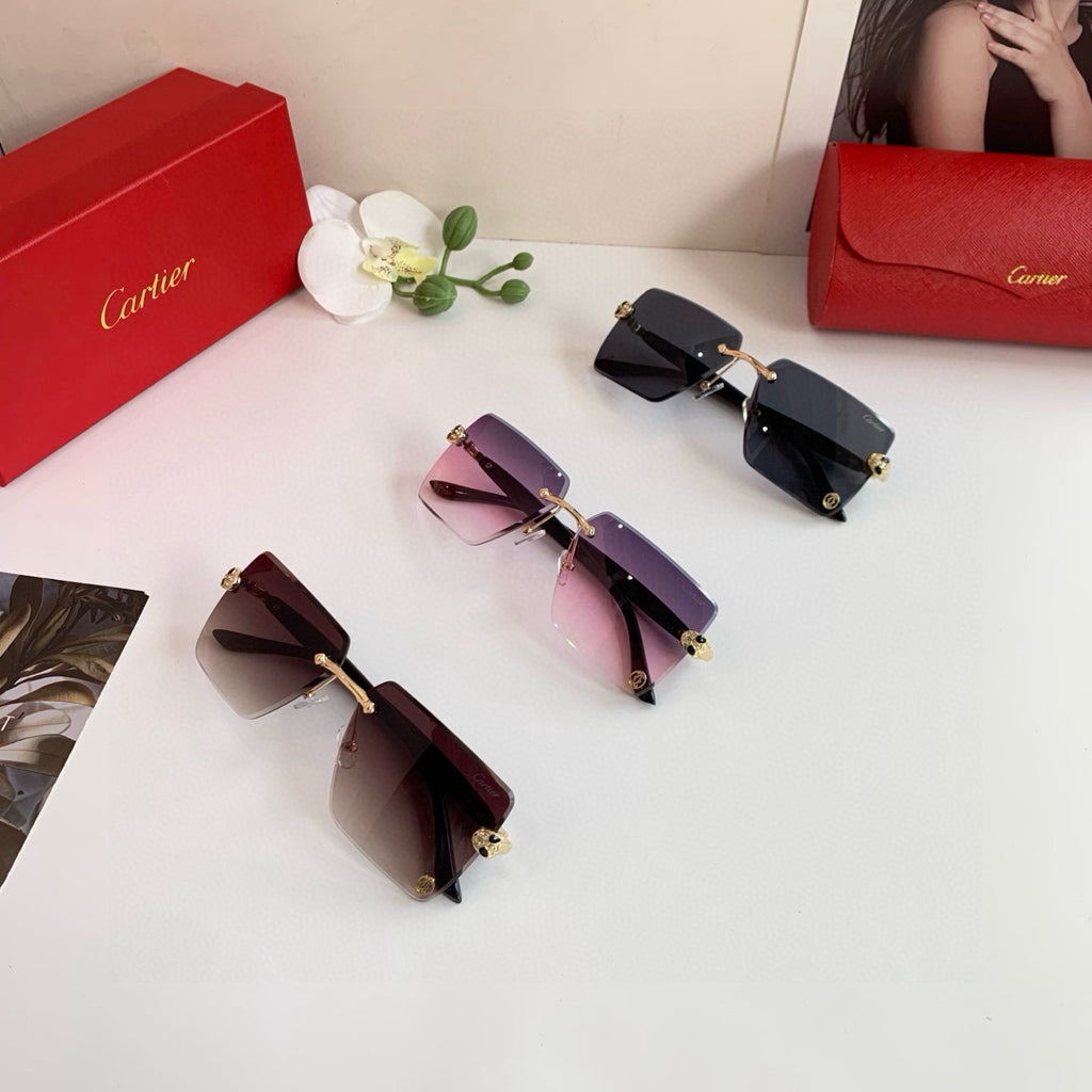 Cartier Lightweight Rimless Red Lens Sunglasses for Men & Women - 158487 - detail image 3