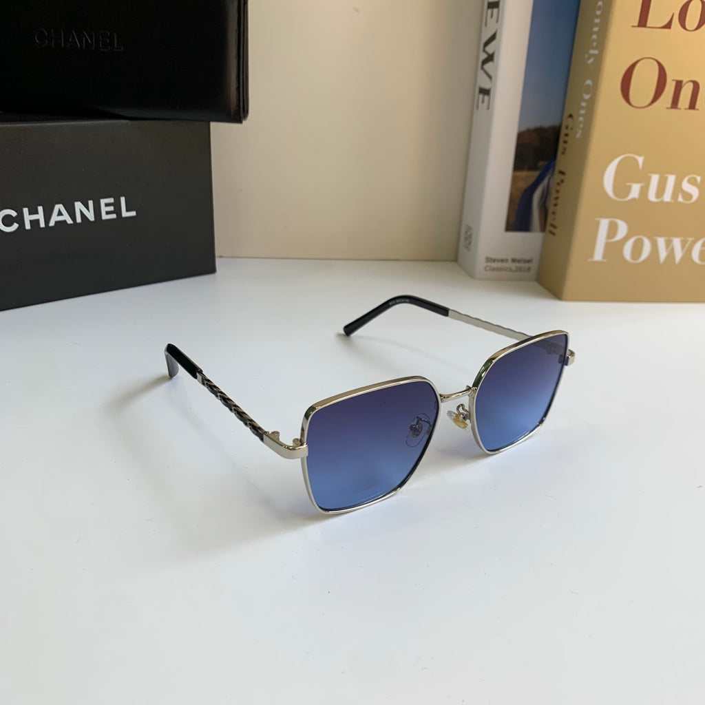 Chanel Metal Square Blue Lens Sunglasses for Men & Women